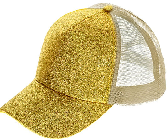 Gold Glitter Ponytail Hat